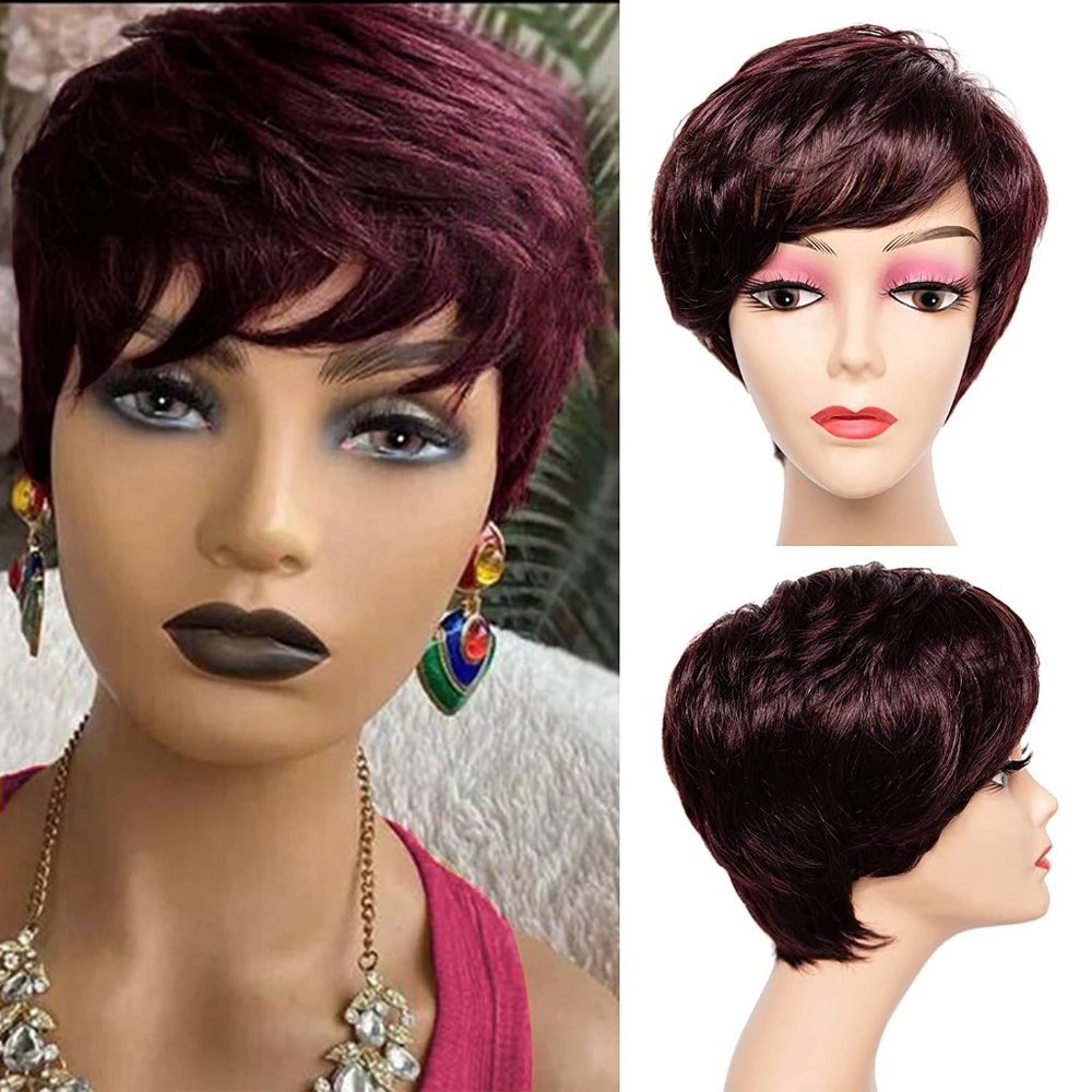 5 Inches Unonet Burgundy Human Hair Wig